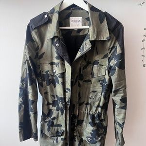 Guess military jacket size small with flower camouflage pattern